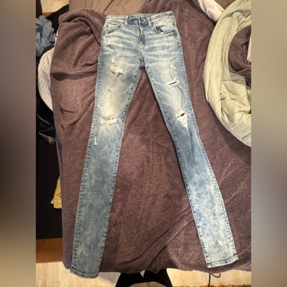 Men’s American Eagle Distressed Stacked Skinny Young Money Jeans - 32x36